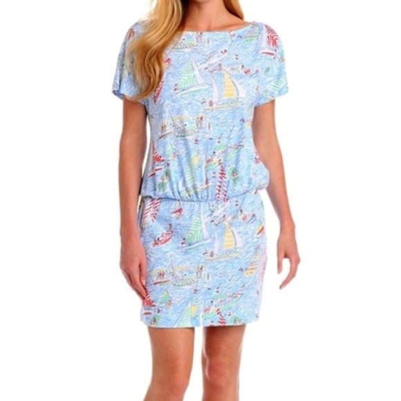 Lilly Pulitzer Get Nauti Carmine Mini Elastic Waist Dress Size XL - Picture 1 of 9